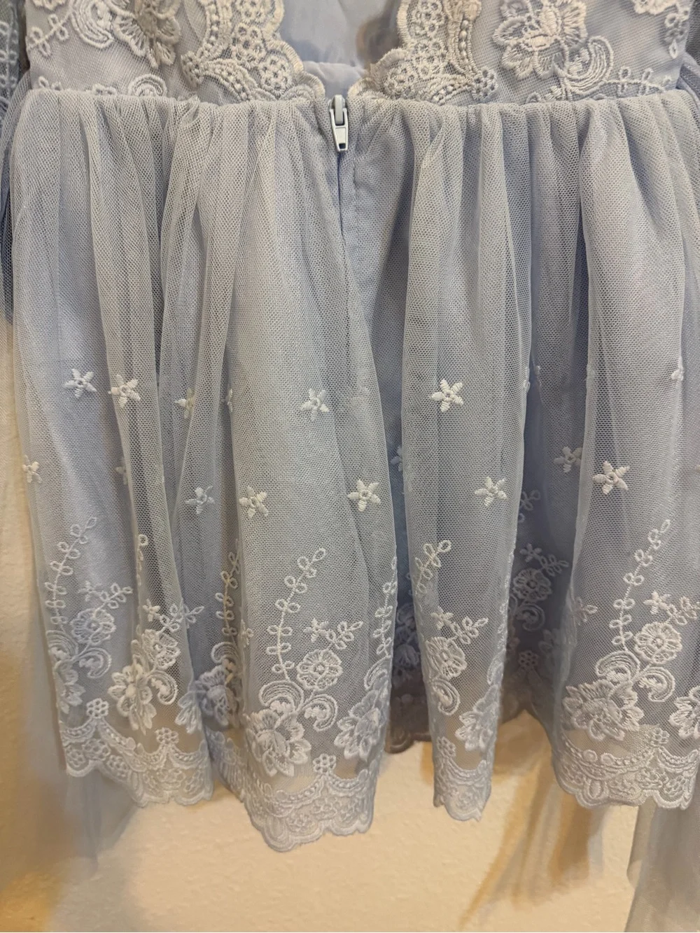 Girls Powder Blue Lace & Tulle Formal Dress party holidays floral design